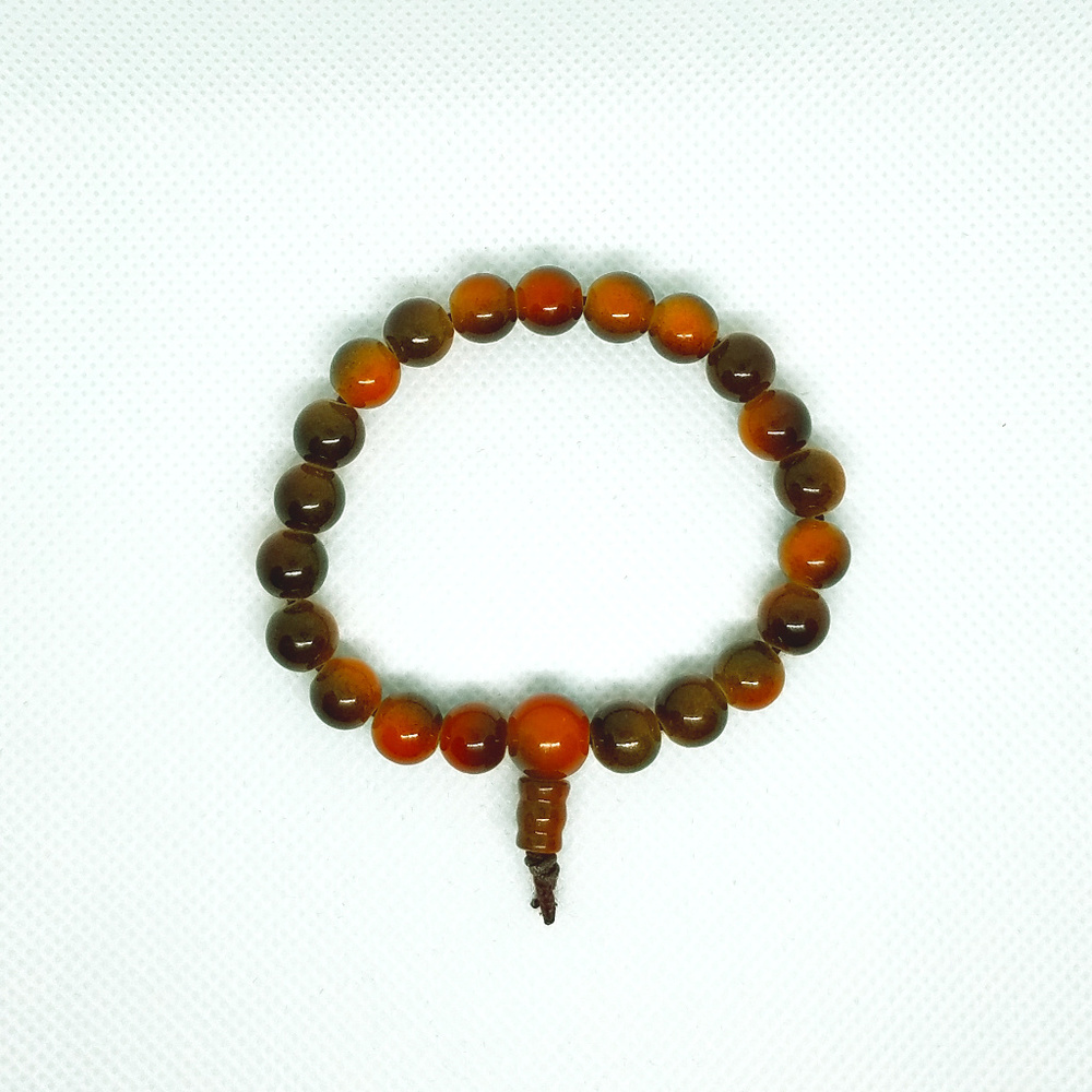 BoHo Glass Bead Stretch Bracelet - Brown/Rust